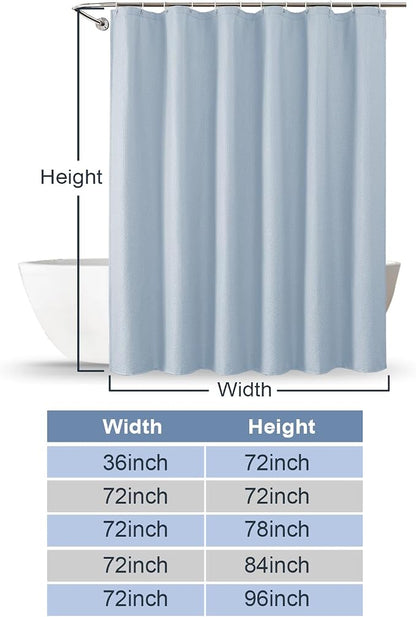 Glacier Blue Shower Curtain for Bathroom 78 Inches Long, 3D Embossed Textured Fabric Farmhouse Shower Curtain Soft Cloth, Water Repellent, Machine Washable, Hotel Style, 72" W x 78" L