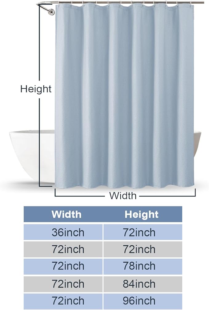 OWENIE Glacier Blue Shower Curtain for Bathroom 78 Inches Long, 3D Embossed Textured Fabric Farmhouse Shower Curtain Soft Cloth, Water Repellent, Machine Washable, Hotel Style, 72" W x 78" L