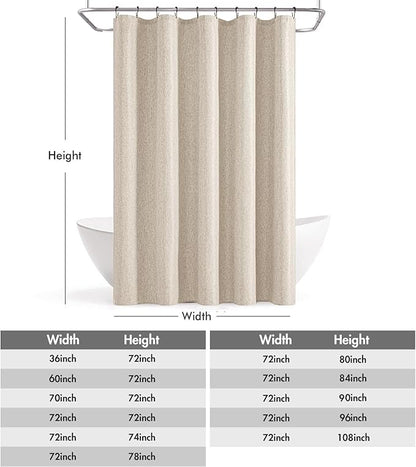 ANRODUO Cream Linen Textured Fabric Shower Curtain Set - 60"x72" with 10 Rust Resistant Durable Metal Hooks, Waterproof & Heavy Duty Polyester, Button Hole Design, Machine Washable for Bathroom
