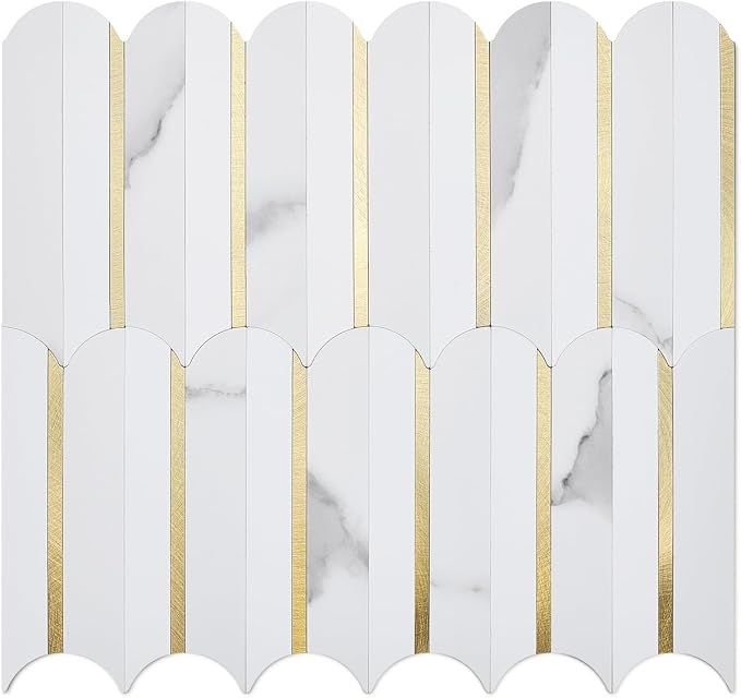 DICOFUN 10-Sheet White & Marble Look Peel and Stick Backsplash for Kitchen, PVC Stick on Backsplash Wall Tiles