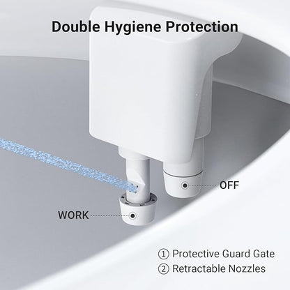 Bidet Attachment for Toilet, Dual Nozzle Bidet Toilet Seat, Non-Electric Ultra-Thin Bidets for Existing Toilets, Rear/Feminine Wash with Adjustable Water Pressure (White)