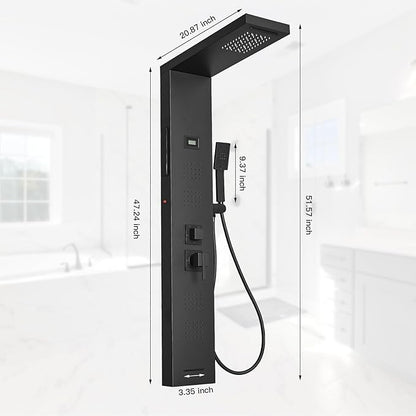 Shower Panel Tower System 5 in 1 Stainless Steel Rainfall Shower Panels with 5-Functions, 4 Enlarged Body Massage Jets, Handheld Head, Wall Mounted Matte Black