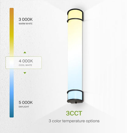 ASD LED 36" Vanity Flush Mount Light Fixture, Linear Bathroom Lighting Bar | 3CCT, Dimmable, Energy Star, ETL Listed | 30W 2650LM 3000-5000K 120V | Long Tube Bath Wall Sconce Over Mirror | Black