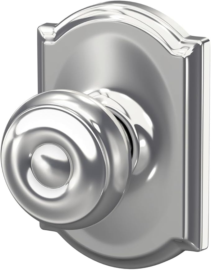 SCHLAGE F10 GEO 625 CAM Camelot Collection Georgian Passage Knob, Bright Chrome