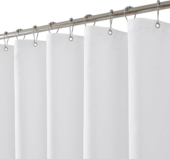 eachope Long Waterproof Fabric Shower Curtain Liner,72x76 Inch White | 3 Heavy-Duty Magnets,Machine Washable,Durable Rustproof Grommets,Hotel Quality,Easy Care,Secure Fit for Bathroom