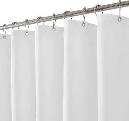 eachope Long Waterproof Fabric Shower Curtain Liner,72x76 Inch White | 3 Heavy-Duty Magnets,Machine Washable,Durable Rustproof Grommets,Hotel Quality,Easy Care,Secure Fit for Bathroom