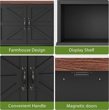 Bathroom Wall Cabinet with Barn Doors, Wall Mounted Bathroom Storage Cabinet, Farmhouse Style, Adjustable Shelf, Wall Mounted Medicine Cabinets, 23.6 x 7.9 x 23.9 Inches