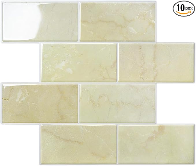 STICKGOO 10-Sheet Subway Tile Peel and Stick Backsplash, Self Adhesive Vinyl Wall Tiles, Stick on Backsplash for Kitchen and Bathroom(Thicker Design)