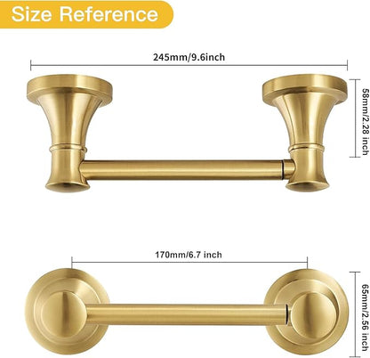 Bathroom Toilet Paper Holder Wall Mount Tissue Holder Brushed Gold | Rustproof Toilet Tissue Roll Holder, Flexible Double Post Pivoting Handle, Bathroom Accessories SUS304 Stainless Steel