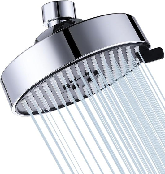 Bovepin 3 functions Rainfall Shower Head Replacement with 1.5 GMP Flow | G1/2" Universal Fitting, 360° Adjustable Brass Ball Joint, 1-Min Easy Install & Easy Clean, Chrome