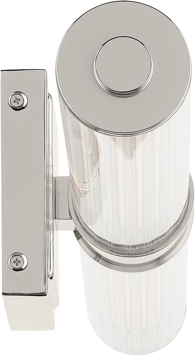 Kichler Laurene LED Bath Bar Light, Polished Nickel | Linear vanity light with clear fluted glass for bathroom mirrors (26.5" x 5"), 55196PNLED