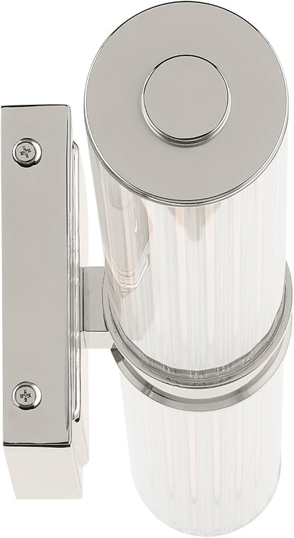 Kichler Laurene LED Bath Bar Light, Polished Nickel | Linear vanity light with clear fluted glass for bathroom mirrors (26.5" x 5"), 55196PNLED