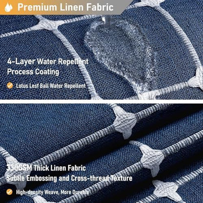 BTTN Long Boho Farmhouse Linen Heavy Duty Shower Curtain, 72x84, Navy Blue
