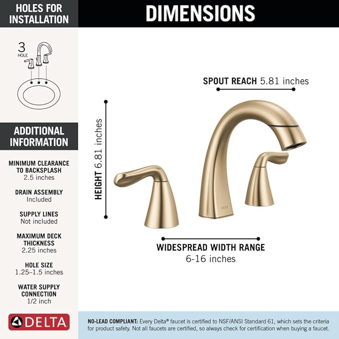 Delta Arvo Brushed Gold Bathroom Faucet with Sprayer, 8 Inch 3 Hole Widespread Bathroom Sink Faucet with Pull Out Sprayer, Push-Pop Drain, Champagne Bronze 35840LF-CZPD