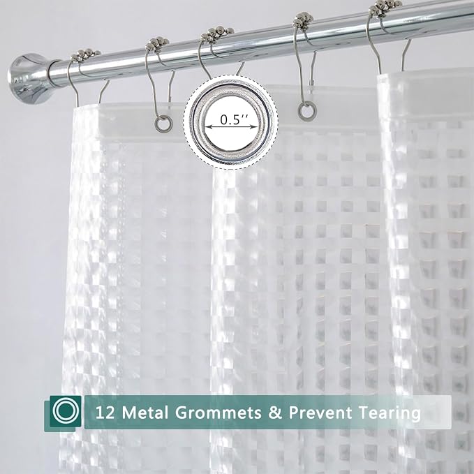Clear Shower Curtain Liner, 100% Waterproof EVA 3D Shower Curtains with 3 Duty Heavy Bottom Magnets and 12 Rust Proof Grommets, 72x72 Weighted Shower Liner for Shower Stall, Bathtubs