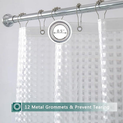 Clear Shower Curtain Liner, 100% Waterproof EVA 3D Shower Curtains with 3 Duty Heavy Bottom Magnets and 12 Rust Proof Grommets, 72x72 Weighted Shower Liner for Shower Stall, Bathtubs