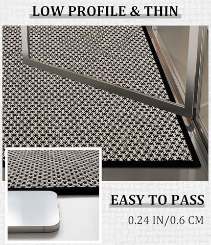 YIHOUSE Black Bathroom Rugs Sets 2 Pieces,Thin Bath Mat Quick Dry