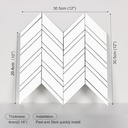 Yipscazo Polished White Herringbone Peel and Stick Backsplash for Kitchen Walls, Sample Heat Resistant PVC Mixed Metal Stick on Backsplash Tiles,Waterproof Peel and Stick Tile for Bathroom&Shower