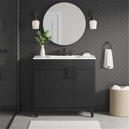 Modway EEI-6400-BLK Miles 36” Bathroom Vanity Cabinet (Sink Basin Not Included), Black