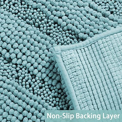Turquoize Bathroom Rug 20"x32", Soft Absorbent Chenille Bath Rug, Aqua Haze