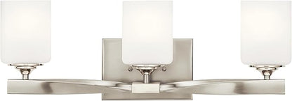 Kichler Marette 22.75" Vanity Light in Brushed Nickel, 3-Light Modern Bathroom Light with Satin Etched Cased Opal Glass, (22.75" W x 8" H), 55002NI