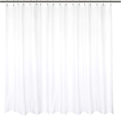 Barossa Design Waterproof Extra Wide Fabric Shower Curtain Liner Microfiber 108" W x 72" H - Hotel Quality, Machine Washable, White Shower Liner for Bath Tub, 108x72