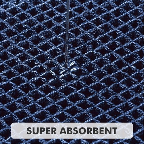 MIULEE Set of 2 Waffle Bathroom Rugs Navy Blue Bath Mat 17"x24"+17"x48"