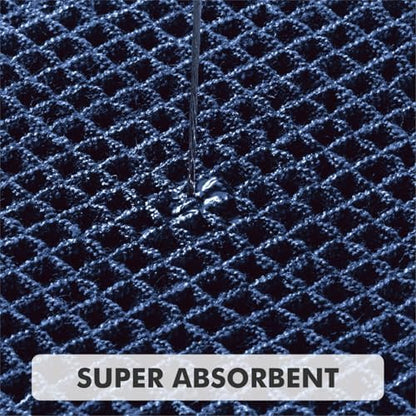 MIULEE Set of 2 Waffle Bathroom Rugs Navy Blue Bath Mat 17"x24"+17"x48"