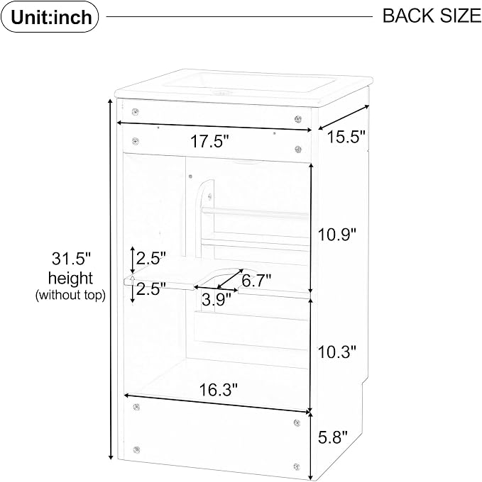 Christopher Knight Home Doreen 18" Bathroom Vanity with Ceramic Sink, Bathroom Vanity Cabinet with Door Organizer, Wooden Bathroom Storage Cabinet with Adjustable Shelf,Pedestal Sink with Storage,Grey