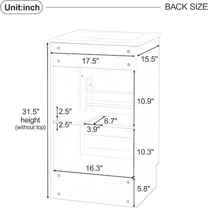 Christopher Knight Home Doreen 18" Bathroom Vanity with Ceramic Sink, Bathroom Vanity Cabinet with Adjustable Shelf, Wooden Bathroom Storage Cabinet, Pedestal Sink with Storage, Mint Green