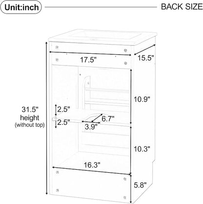 Christopher Knight Home Doreen 18" Bathroom Vanity with Ceramic Sink, Bathroom Vanity Cabinet with Door Organizer,Wooden Bathroom Storage Cabinet with Adjustable Shelf,Pedestal Sink with Storage,White