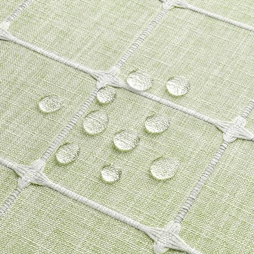 MitoVilla No Hooks Needed Boho Farmhouse Shower Curtain with Snap-in Liner, Cotton Linen Fabric Shower Curtains with Tassels for Rustic Neutral Bathroom Decor, Sage Green, 72 x 74