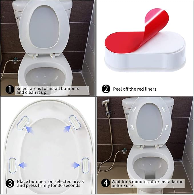 Longe Bidet Toilet Seat Bumper for Replacement Kit with With Strong Adhesive, Sticking Buffer Attachment for Use With Bidets - 8 PCS