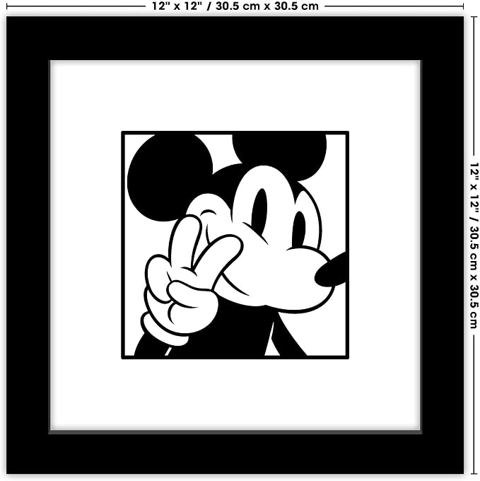 Trends International Gallery Pops Disney Mickey Mouse - Mickey Expressions - Peace Wall Art Wall Poster, 12" x 12", Black Framed Version