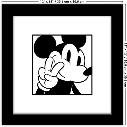 Trends International Gallery Pops Disney Mickey Mouse - Mickey Expressions - Peace Wall Art Wall Poster, 12" x 12", Black Framed Version