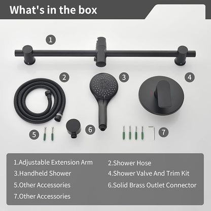 Taplong 26" Shower Slide Bar with 3-Spray Handheld Shower Head, Shower Faucets Sets Complete Wall Mount Shower Valve and Trim Kit with Long Hose and Height Adjustable Spray Holder, Matte Black,06161B