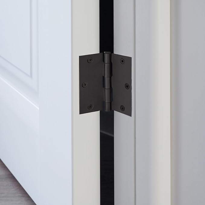 Design House 6-Pack Matte Black Door Hinges – 3.5-inch x 3.5-inch – Square Corner Radius Steel Door Hinge – Fits Standard Doors – Design House 185934
