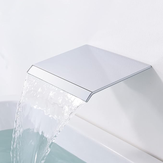 sumerain Waterfall Tub Faucet Wall Mount Bathtub Faucet with Hand Shower Chrome Finish, High Flow Rate