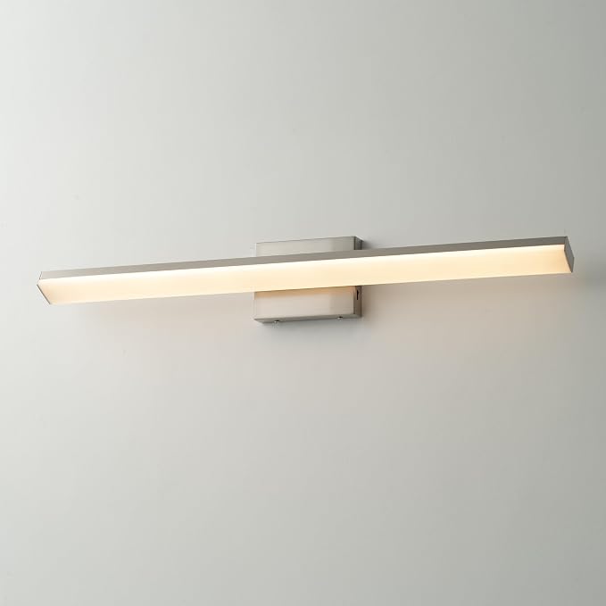 mirrea 32in 5CCT Brushed Nickel LED Vanity Lights for Bathroom Over Mirror | 5 color temperatures,Adjustable light angle,ETL listed,Dimmable,Bathroom lighting fixtures,Eye-friendly,Frosted acrylic shade