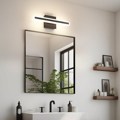 JUSHENG Black Vanity Lights for Bathroom, 5CCT Dimmable Bathroom Light Fixtures Over Mirror, Modern LED Vanity Light Bar Above Mirror 16'' Inch 16W