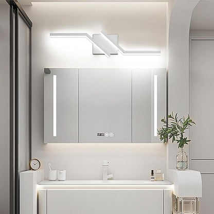 24 inch Nickel Vanity Lights for Bathroom Vanity Light Modern Dimmable Bathroom LED Light Fixtures Over Mirror 6000K Cool White
