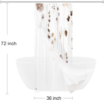 Small Stall 3 in 1 Shower Curtain Set, 36x72 | Narrow Half 3 in 1 Shower Curtain Set, PEVA Liner Set & 12 Double Sided Steel Hooks, Waterproof Fabric Bathroom Curtain