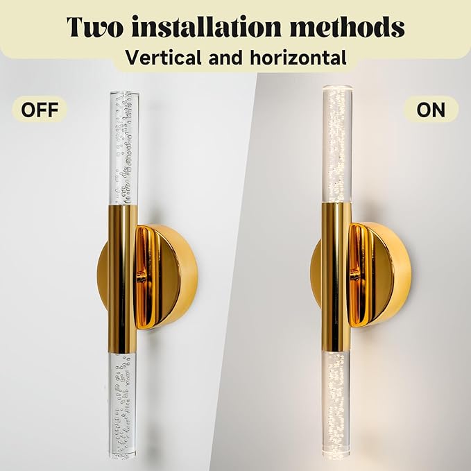 LED Bathroom Vanity Lights,16 inch Bathroom Light Fixtures Over Mirror,3000K Natural Warm Light, ETL＆UL Listed, Modern Wall Sconce for Bedroom,Living Room,Hallway,Gold