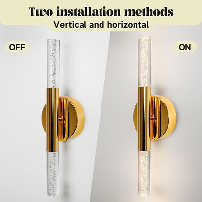 LED Bathroom Vanity Lights,16 inch Bathroom Light Fixtures Over Mirror,3000K Natural Warm Light, ETL＆UL Listed, Modern Wall Sconce for Bedroom,Living Room,Hallway,Gold