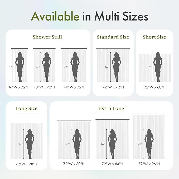 Bathway Shower Curtain Liner Clear Shower Curtain Liner 72x72 PEVA Plastic Shower Liner Waterproof Shower Curtain Liner with 3 Magnets and 12 Rustproof Grommets, Lightweight Shower Liner Bathroom