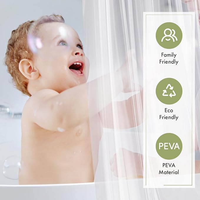 Plastic Shower Curtain Liner with Magnets, 72x72 Clear Shower Liner Medium Weight Waterproof Inside Shower Curtains Liner for Bathroom with Rustproof Grommet