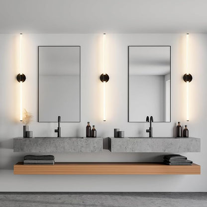 Bathroom Vanity Lights 47" Long LED Vanity Light Bar Black | 360° Bright Bathroom Lights, Dimmable Vanity Light, Hardwired Wall Light 3000K Warm White for Mirror