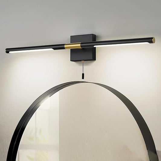 Black Gold Bathroom Vanity Light 24 Inch, Modern LED Vanity Light Bar Over Mirror, 4000K 360° Rotatable Picture Lights, Wall Lighting Fixtures for Bathroom, Paintings