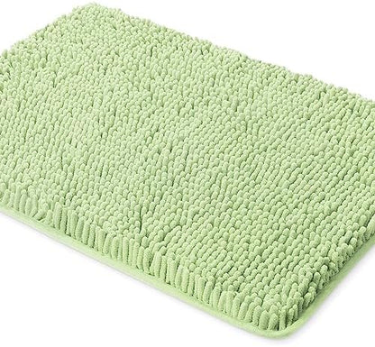 Yeaban Chenille Seafoam Green Bathroom Rug 26"x44", Non-Slip Rubber Backing
