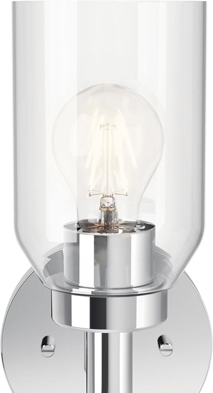 Kichler Madden 1-Light Wall Sconce with Clear Glass in Chrome, Sloped Ceiling Compatible, for Bathroom or Hallway (14.75" x 5"), 55183CH